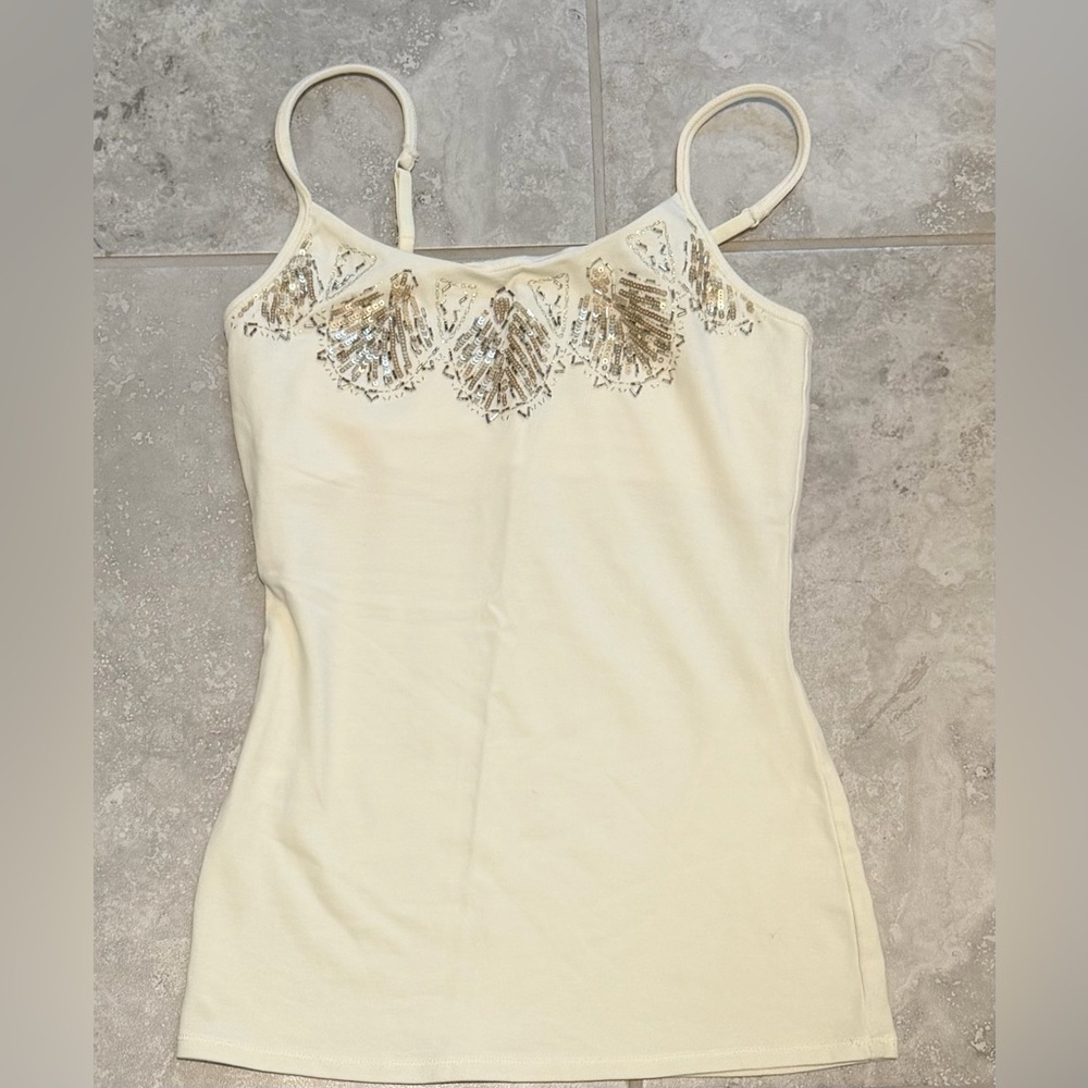 Express Ivory Embellished Camisole Tank Top | Size XS